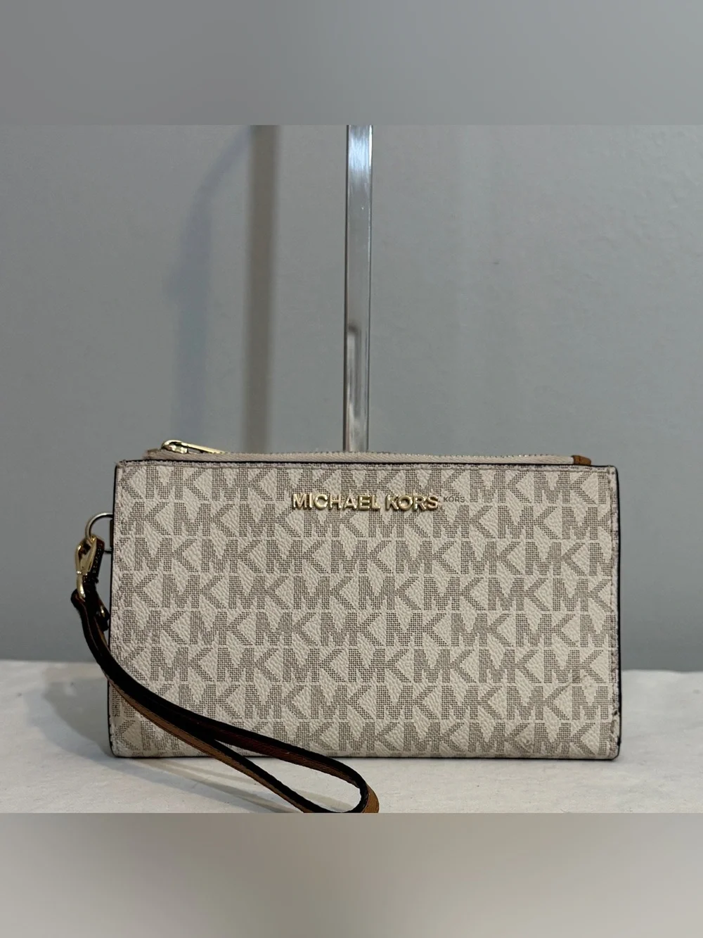 Michael Kors Vanilla Logo-Print Wristlet Wallet with Phone Compartment
